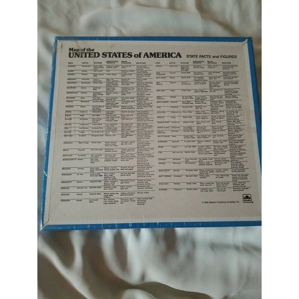 Map of United States America 300 XLrg Pieces Golden Jigsaw Puzzle 1985 new